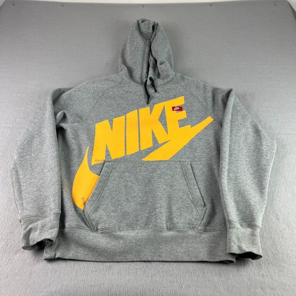 Nike Gray Hoodie with Bold Yellow Logo